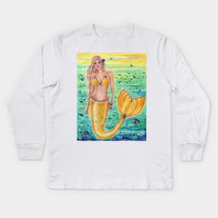 Aelia sunshine mermaid art by Renee Lavoie Kids Long Sleeve T-Shirt